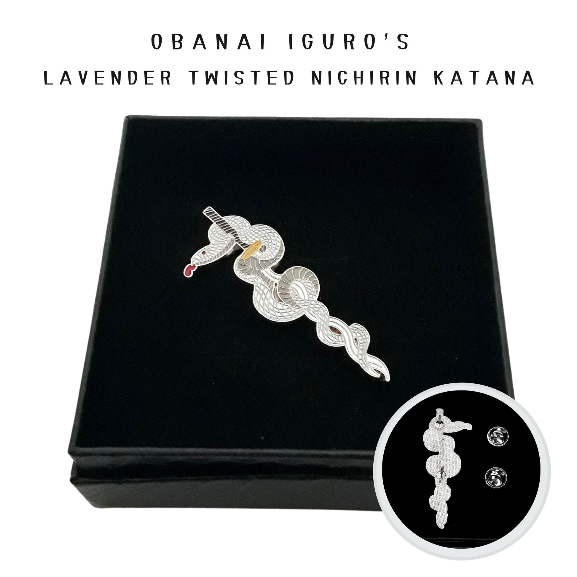 FANCYMYPIN - Obanai Iguro Lavender Twisted Nichirin Katana  Brooch Lapel Pin