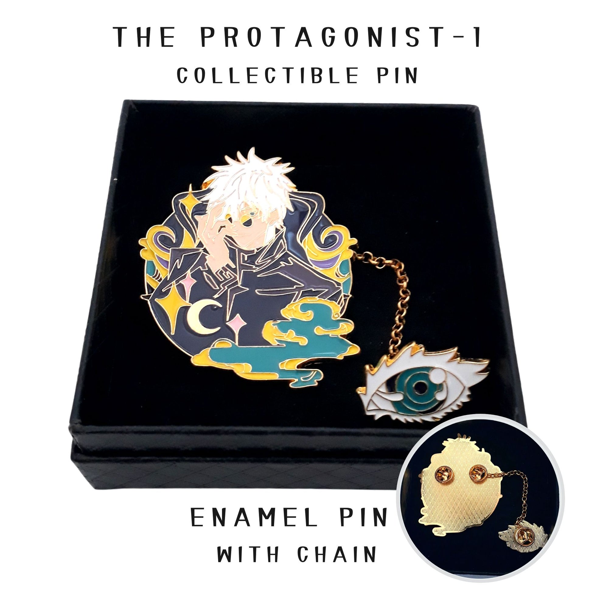 FANCYMYPIN - The Protagonist-1 Satoru Gojo Hard Enamel Badge collectible pin with chain