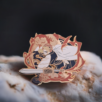 One-Of-A-Kind Swordsman Enamel Brooch Pin