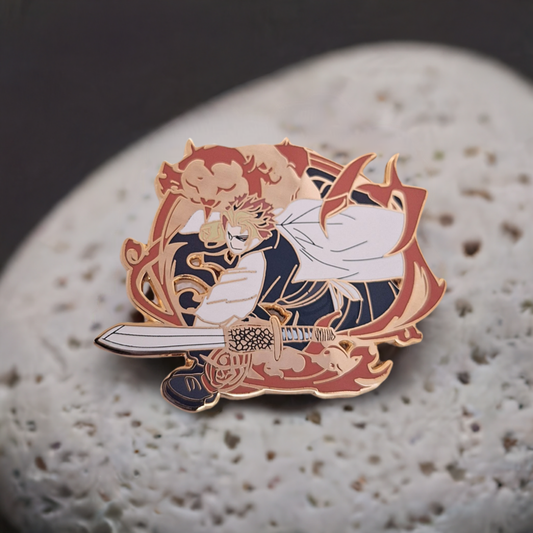 One-Of-A-Kind Swordsman Enamel Brooch Pin