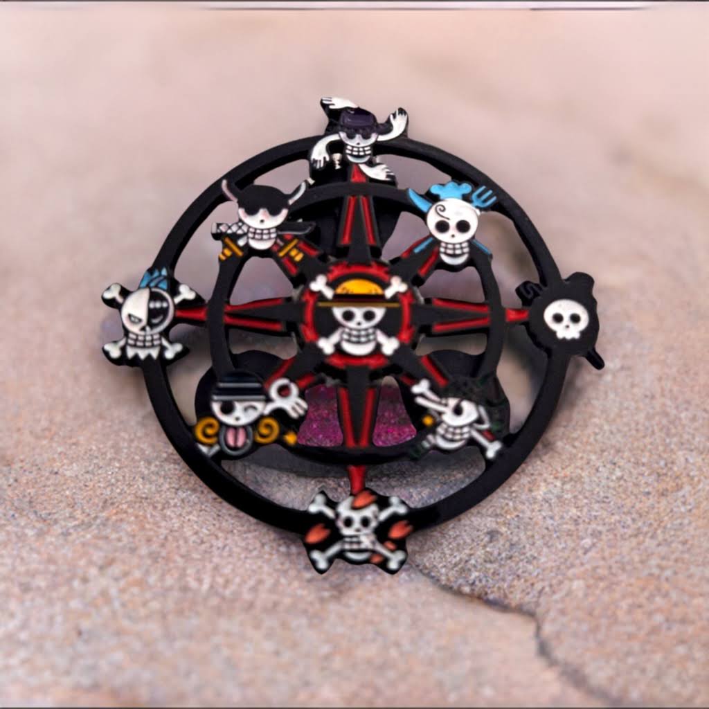 Jolly Roger Skull Compass Brooch Pin