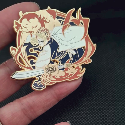 One-Of-A-Kind Swordsman Enamel Brooch Pin