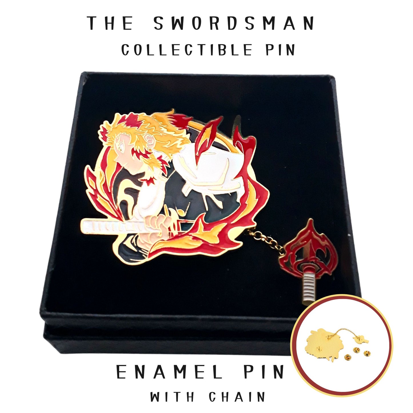 FANCYMYPIN - The swordsmen Rengoku  enamel collectible pin with chain